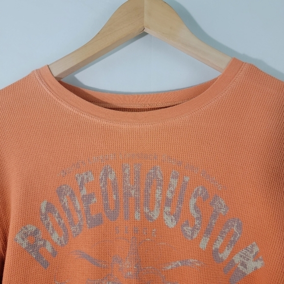 Bee Easy "Rodeo Houston" Orange Ombre Crewneck Long Sleeve Knit Sweatshirt XL - Picture 3 of 9